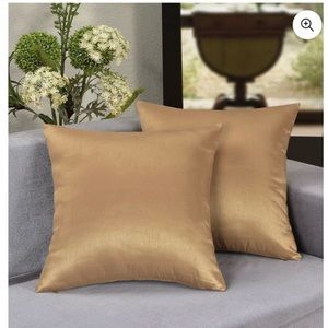 New Faux Silk Brass Throw Pillow Covers 2 double Sets 18x18